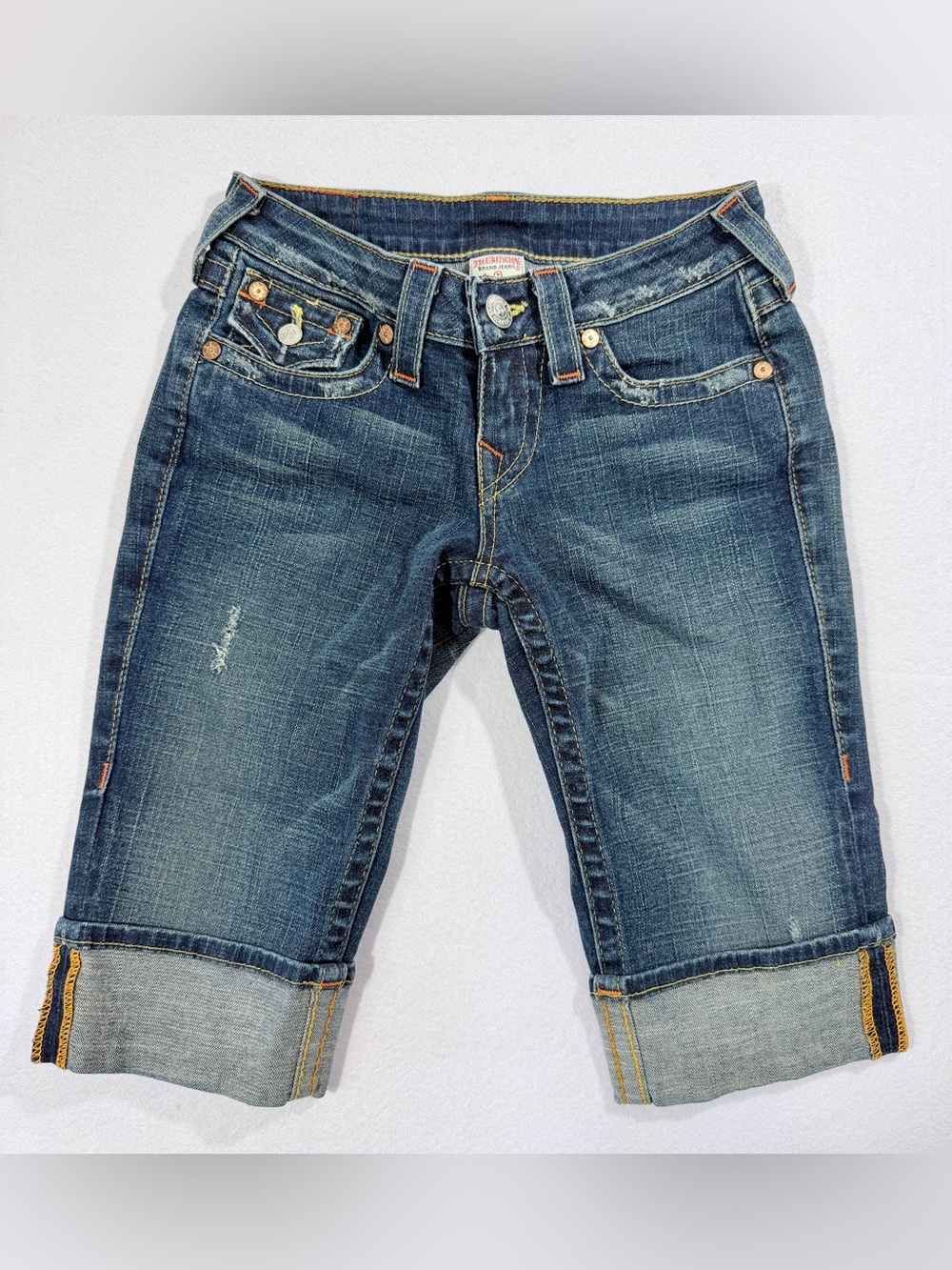 True Religion Womens Rolled-Cuff Denim capri